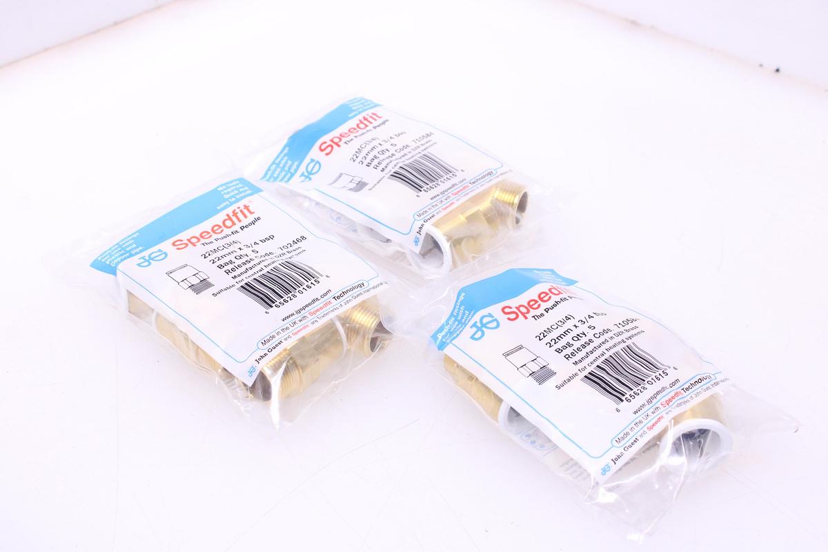 Usado Racores Adaptador M22 + Rosca 3/4" - 15 Unidades John Guest 22MC(3-4)