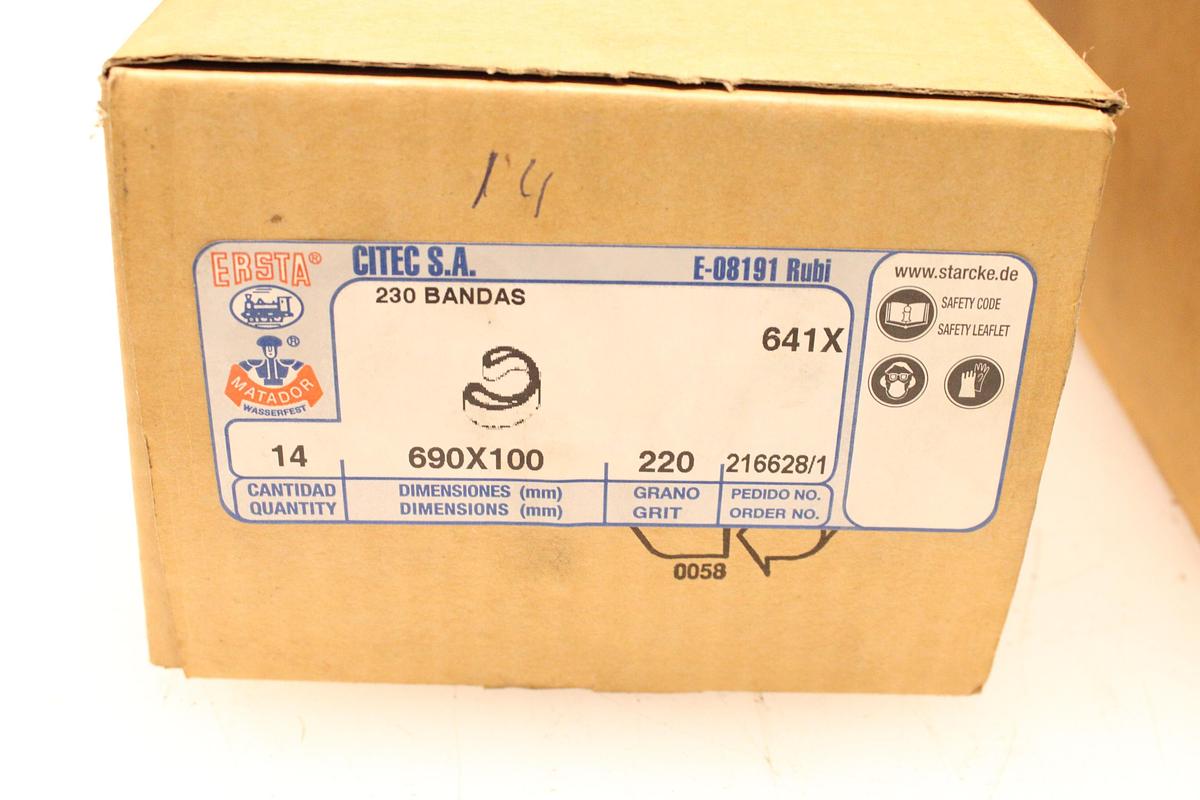 Usado Lote Bandas Abrasivas STARCKE ERSTA 690x100 mm Grano 180/220