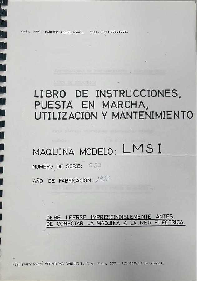 Usado Manual de Instrucciones Sierra Circular Universal EISELE LMS-I