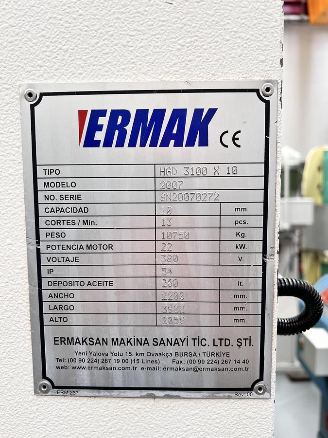 Usado Cizalla hidráulica ERMAKSAN HGD 3100-10