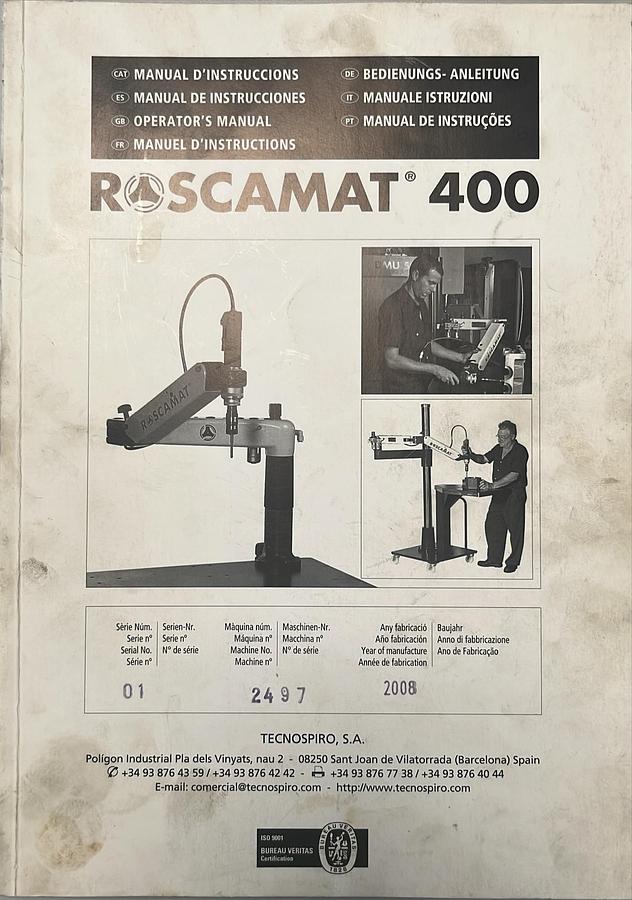 Usado Manual de Instrucciones Roscadora Neumática ROSCAMAT 400