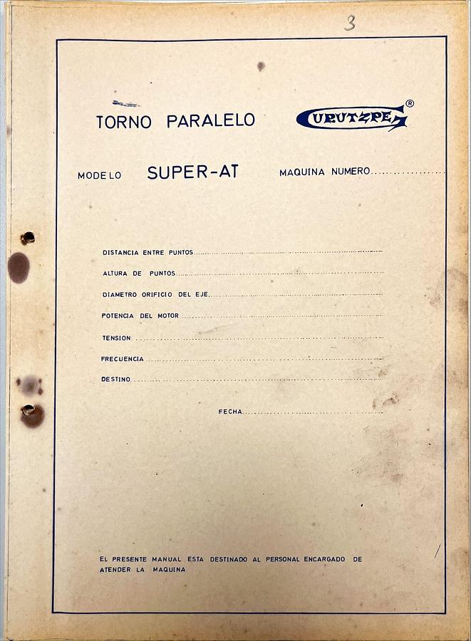 Usado Manual Instrucciones Torno Gurutzpe Super AT 8000-600