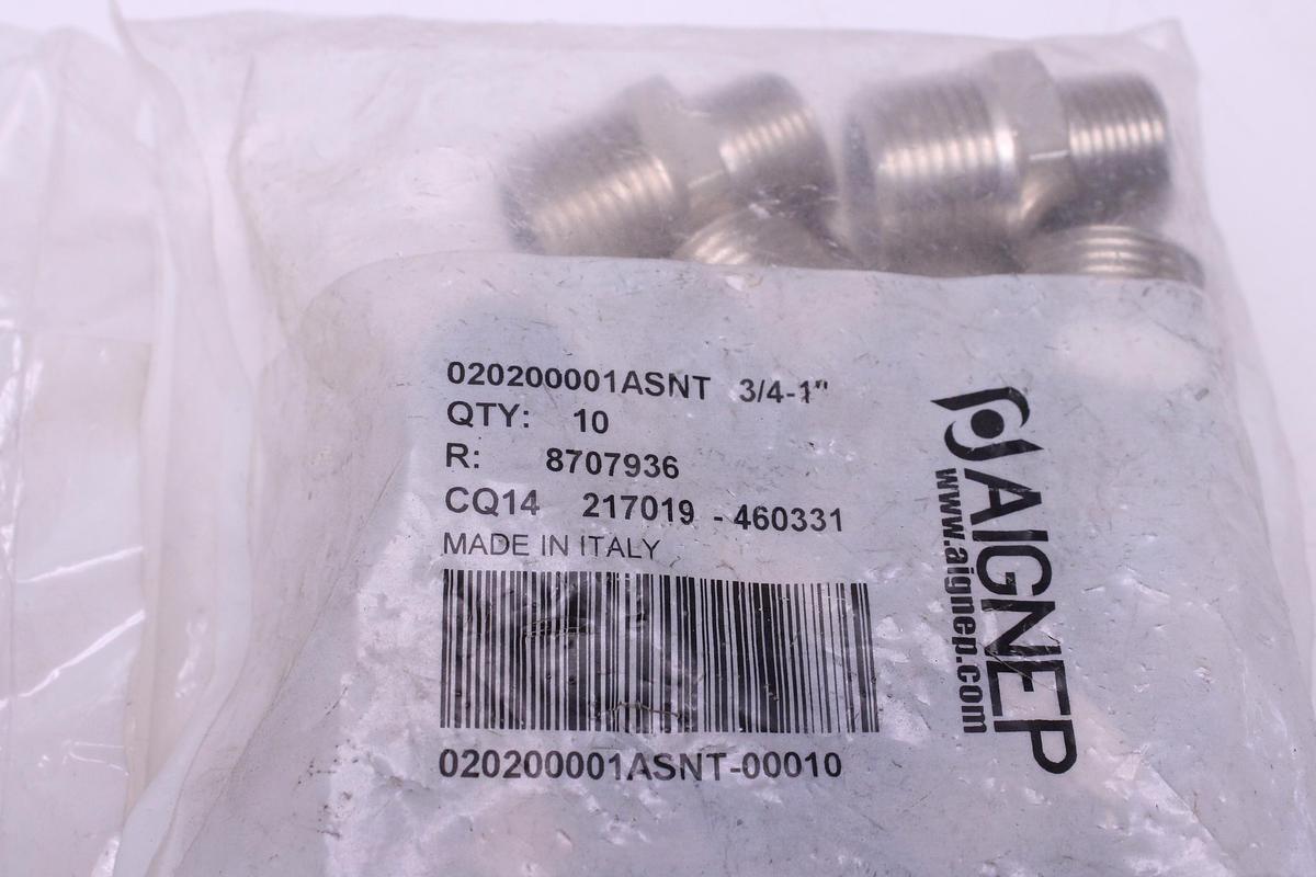 Usado Lote Racores AIGNEP Macho Conico 3/4" y 1" - 87 Unidades