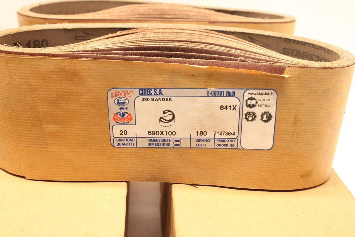 Usado Lote Bandas Abrasivas STARCKE ERSTA 690x100 mm Grano 180/220