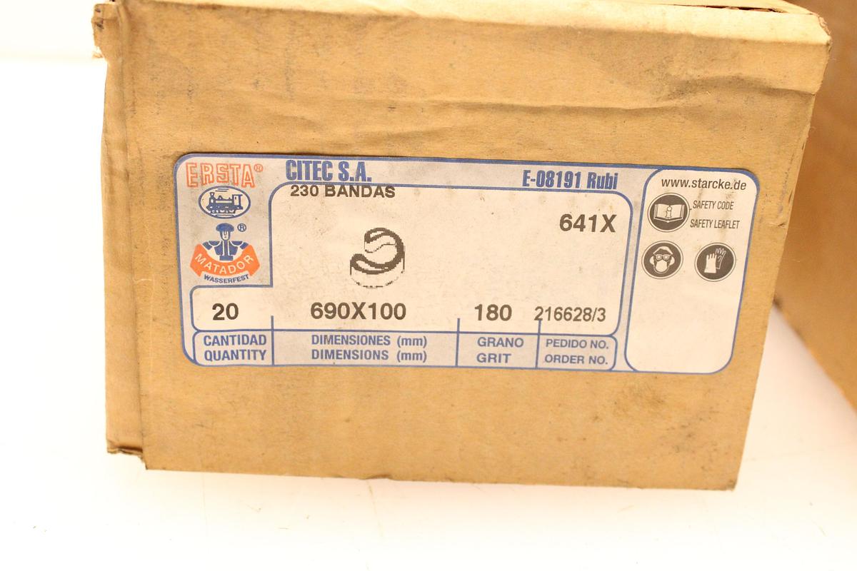 Usado Lote Bandas Abrasivas STARCKE ERSTA 690x100 mm Grano 180/220