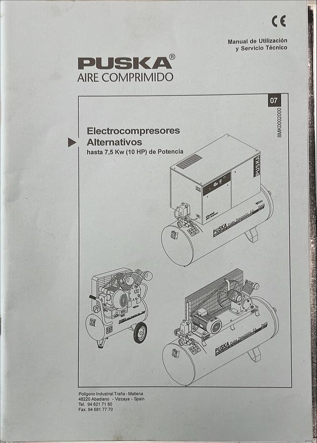 Usado Manual de Instrucciones Compresor de Aire PUSKA TN / TNV / N / S / SIL NH / SIL SH / SIL N / SIL S