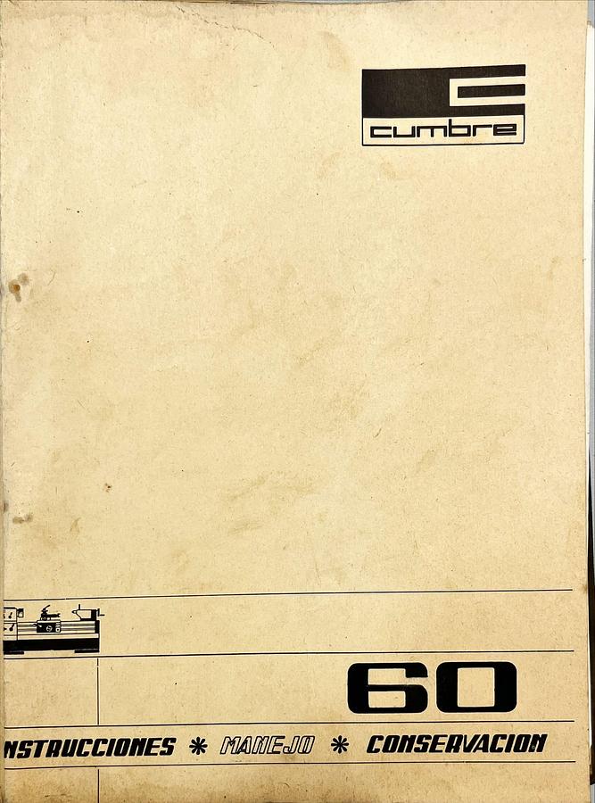 Usado Manual Instrucciones Torno Paralelo CUMBRE 60