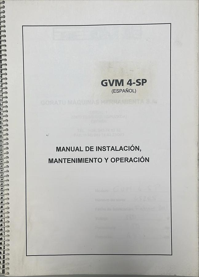 Usado Manual de Instrucciones Fresadora Lagun GVM-4 SP