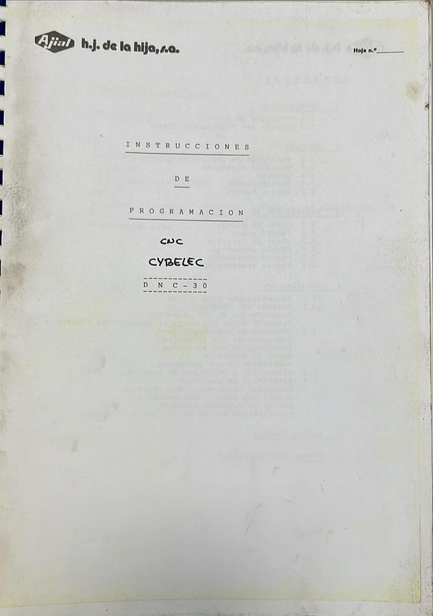 Usado Manual Instrucciones Control CNC CYBELEC DNC-30