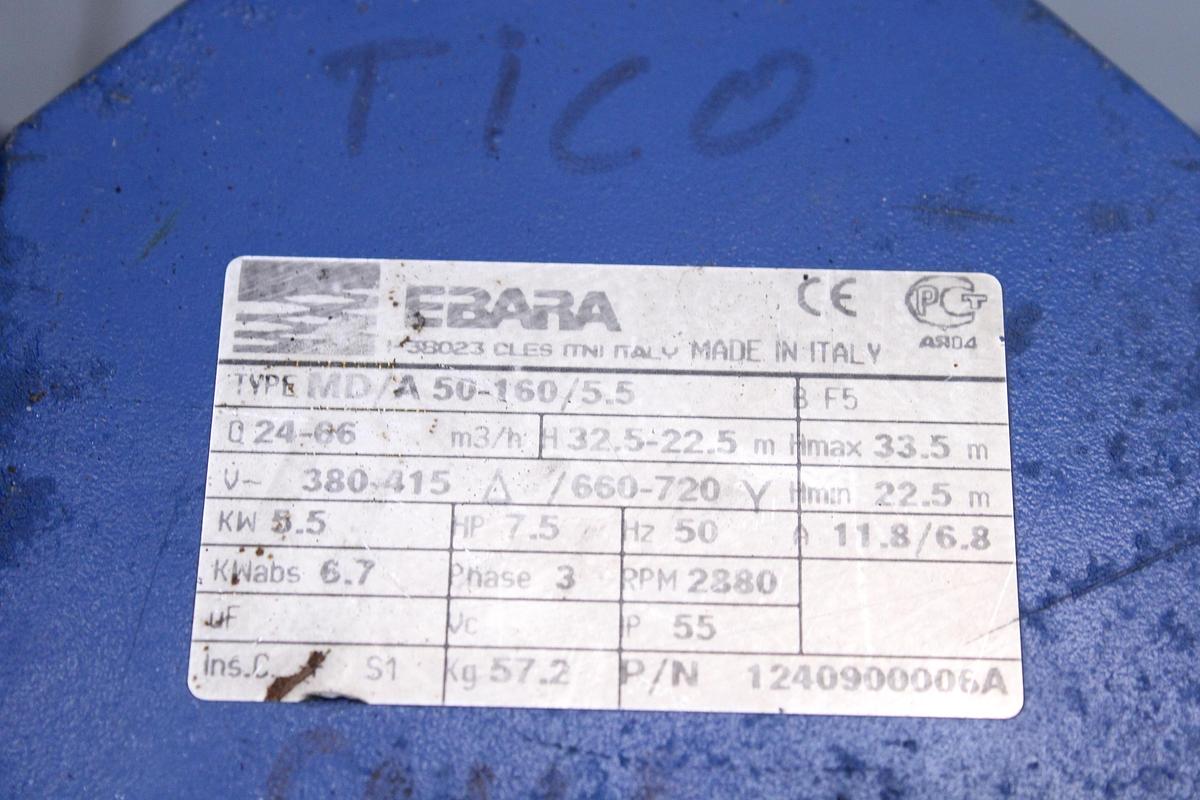 Usado Electrobomba Centrifuga EBARA MD/A 50-160/5.5