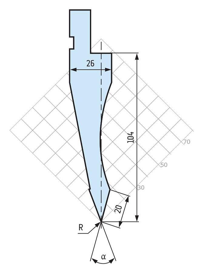 Usado Punzón Promecam S2027 H104 30º R0.8 - 835 mm