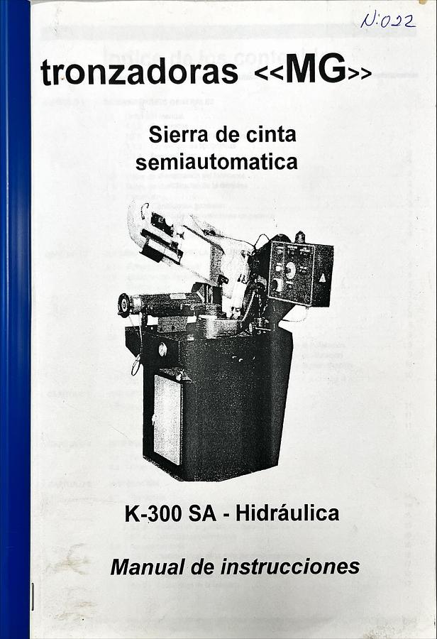 Usado Manual de Instrucciones Sierra Cinta MG K-300 SA