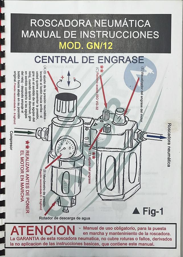 Usado Manual de Instrucciones Roscadora Neumática GAMOR GN/12