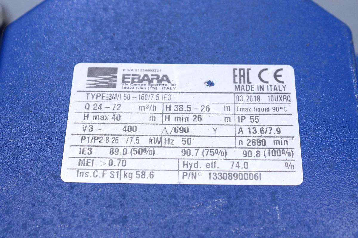 Usado Bomba Centrifuga EBARA 3M 50-160/7,5