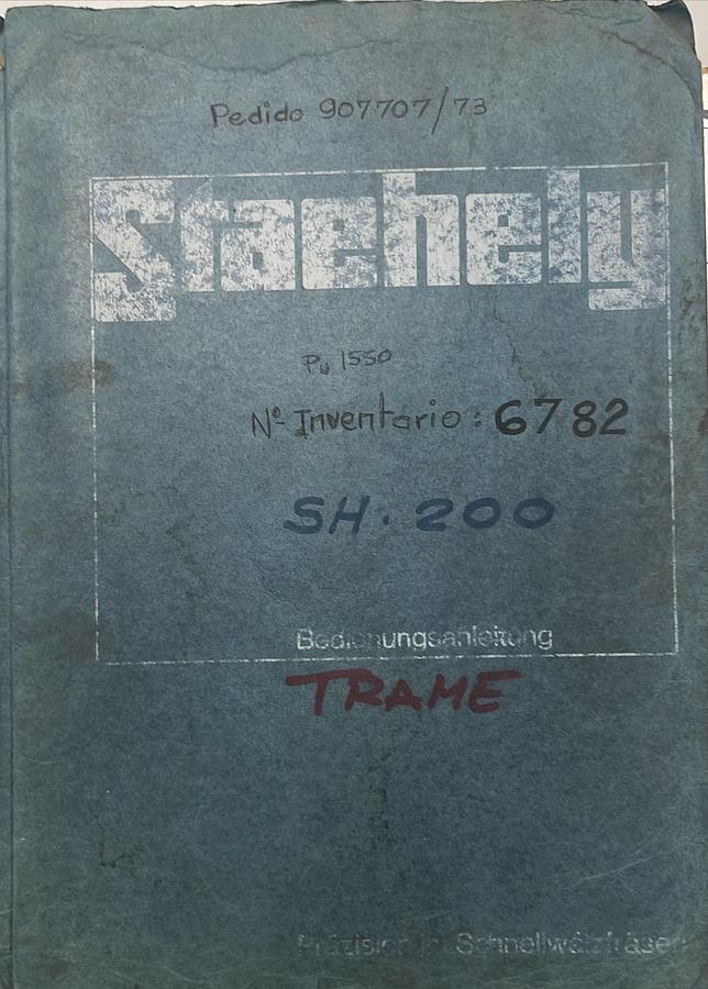 Usado Manual de Instrucciones Talladora de Engranajes STAEHELY SH 200