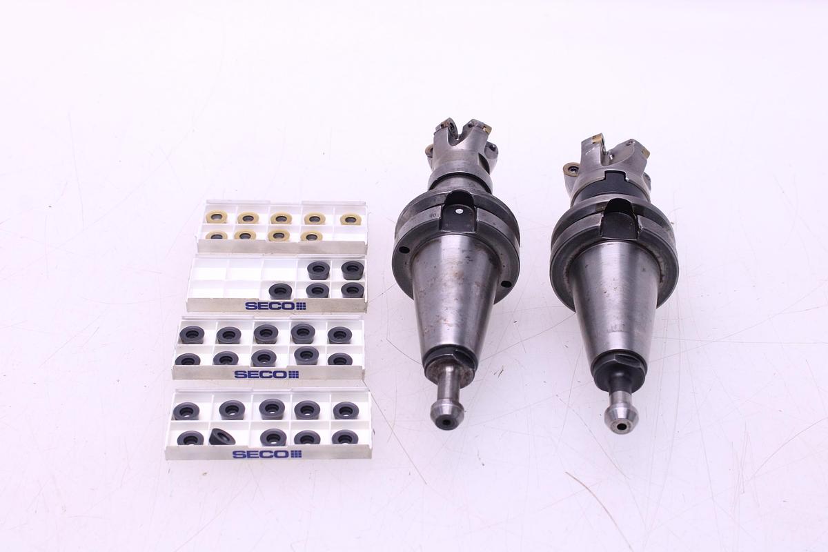 Usado Fresas Portaplaquitas Cono ISO40 SECO R220.291-0050-06.5A / R217.29-1642 + Widias RPHT1204M0T
