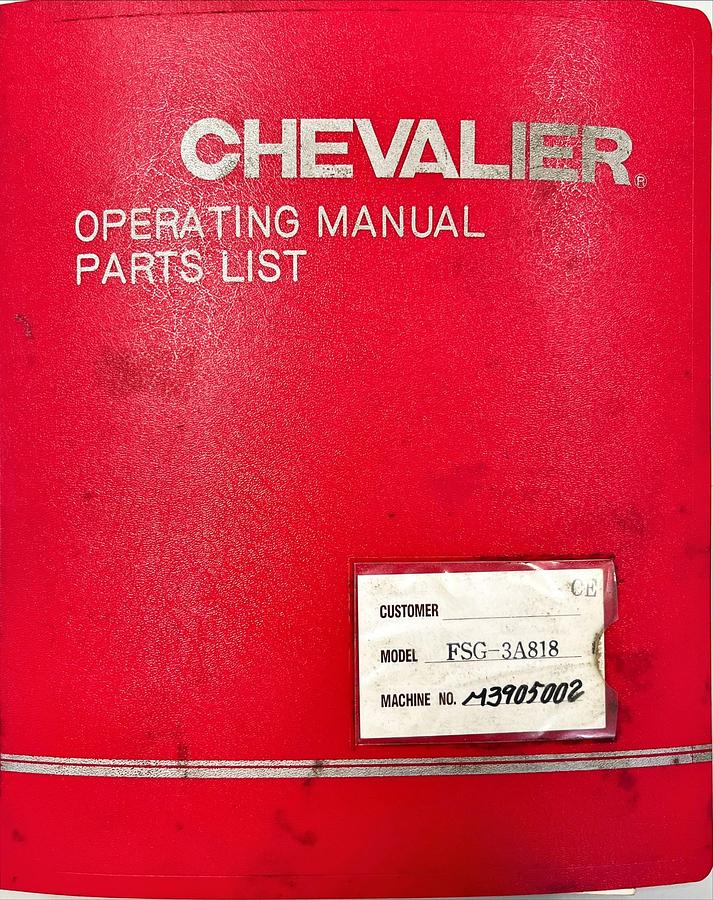 Usado Manual de Instrucciones Rectificadora Chevalier FSG-3A818