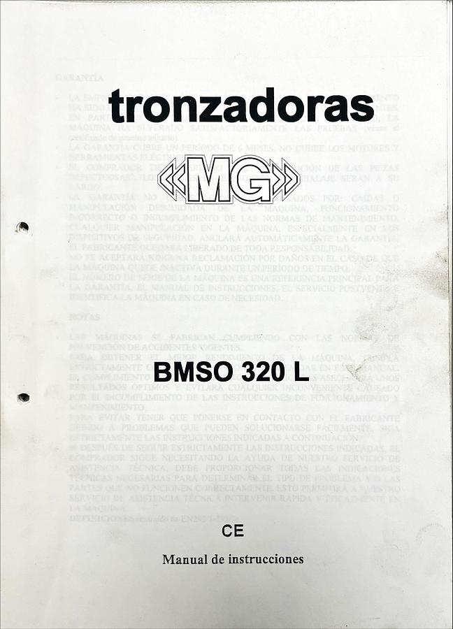 Usado Manual Instrucciones Tronzadora MG BMSO 320-L