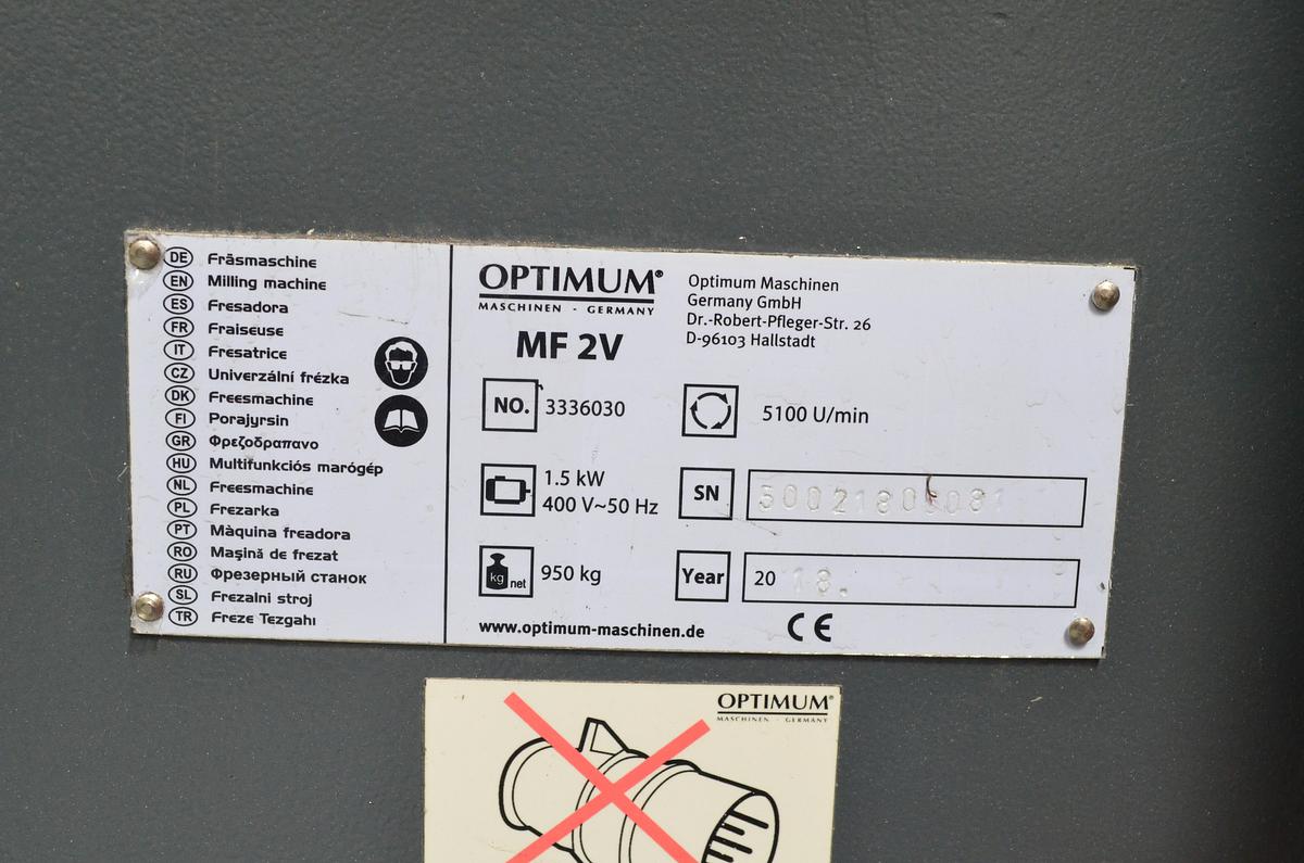 Usado Fresadora torreta Optimum Optimill MF 2V - 2018