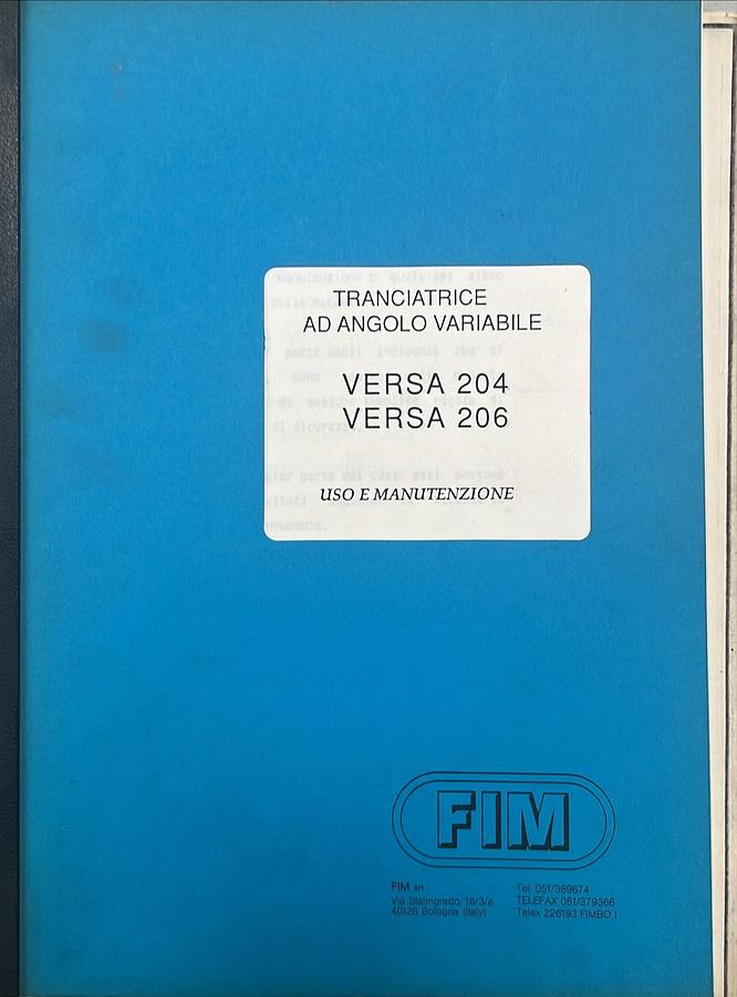 Usado Manual de Instrucciones Escantonadora FIM VERSA 204 / 206
