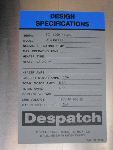 Used Conveyor, Belt, 48" x 4', S/st, Wire Mesh, Despatch, 1/2 HP #S739441