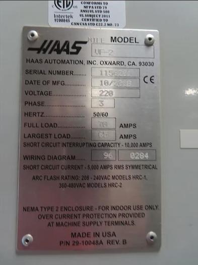 Used 2018 HAAS VF-2 4-Axis HRT 210 CNC Vertical Machining Center