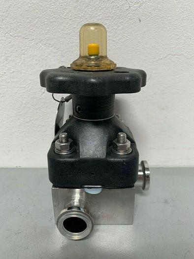Used ITT Pure-Flo .75-316L-RA20MAX 3-Way Stainless Steel Diaphragm Valve w/ 3/4" Fits