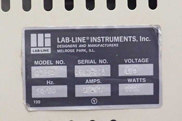 Used Lab-Line Instruments Model 23852 Electric High Speed Heated Fluid Bed Dryer