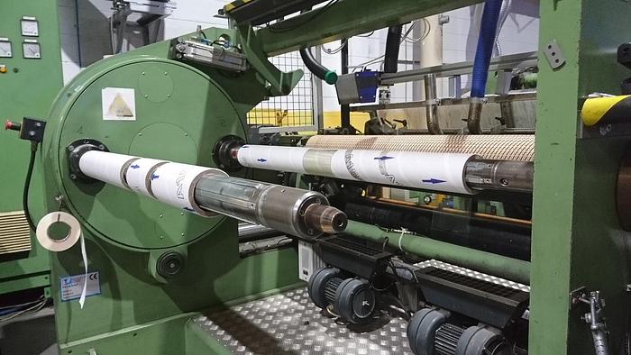 Used TECNICOL SLITTER- Non Stop two-shaft revolver turreting