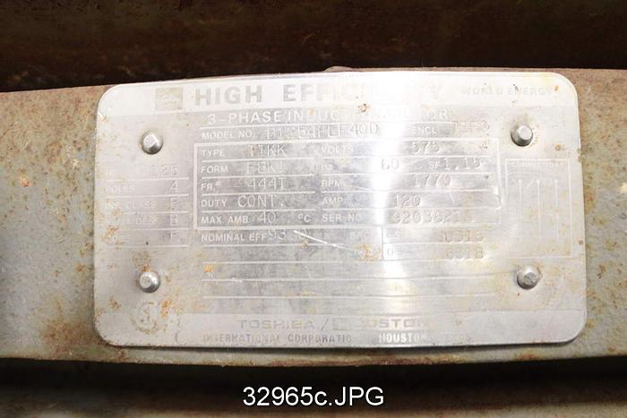 Used Toshiba B1254FLF40D 125Hp, 1770RPM, 575Volts AC Motor #32965