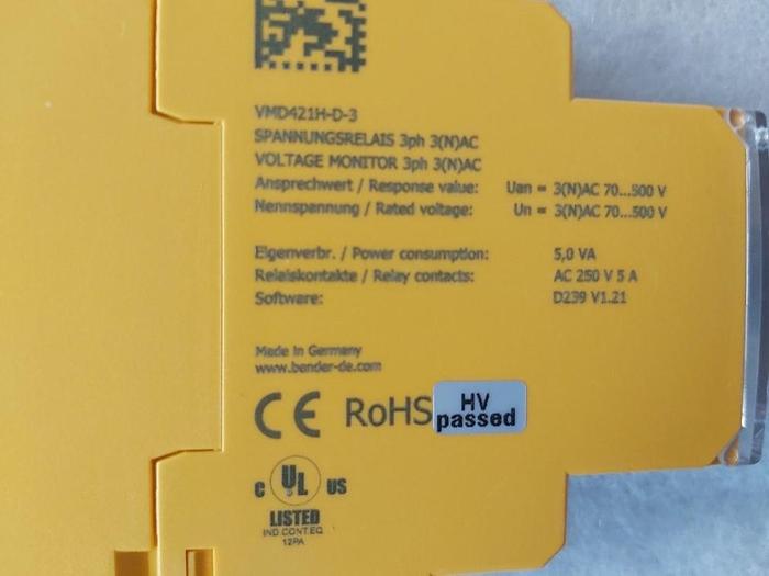 Spannungsrelais mit Schraubklemme, VMD421H-D-3 Bender,  neu