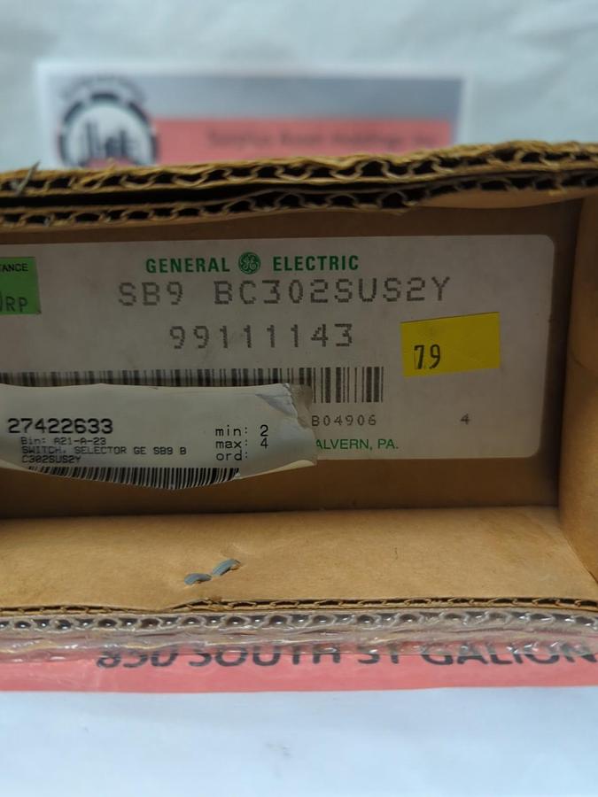 GE,SB9 BC302SUS2Y,TYPE SB9 CONTROL/SELECTOR SWITCH NOS