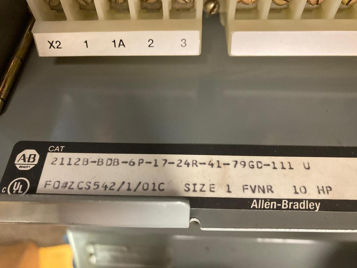 Used Allen-Bradley,2100 2112B,Size 1 Fused MCC 12 INCH Starter Feeder Bucket