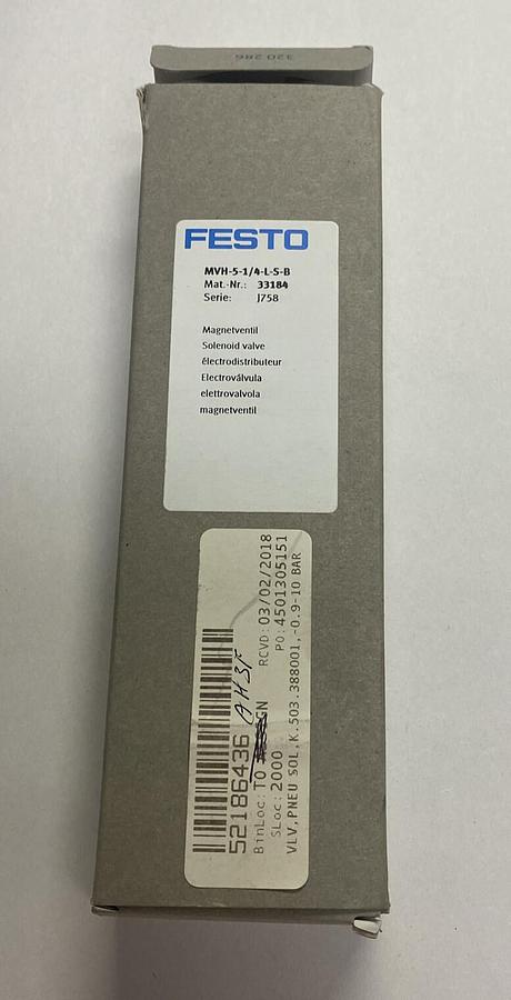 Used FESTO,MVH-5-1/4-L-S-B,SOLENOID VALVE NEW