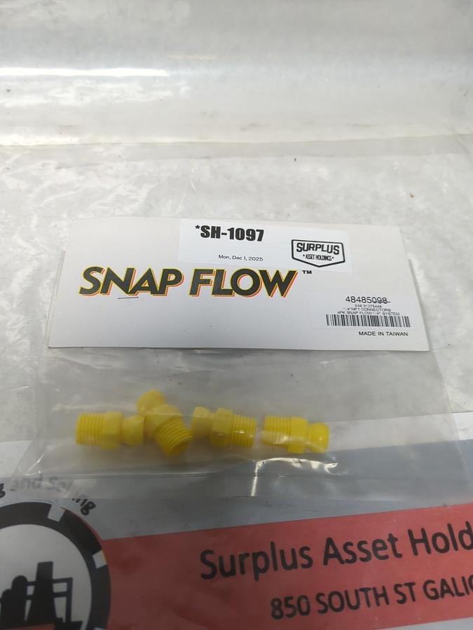 SNAP FLOW,48485098,1/4 INCH NPT CONNECTORS 4 PIECE PACK NOS