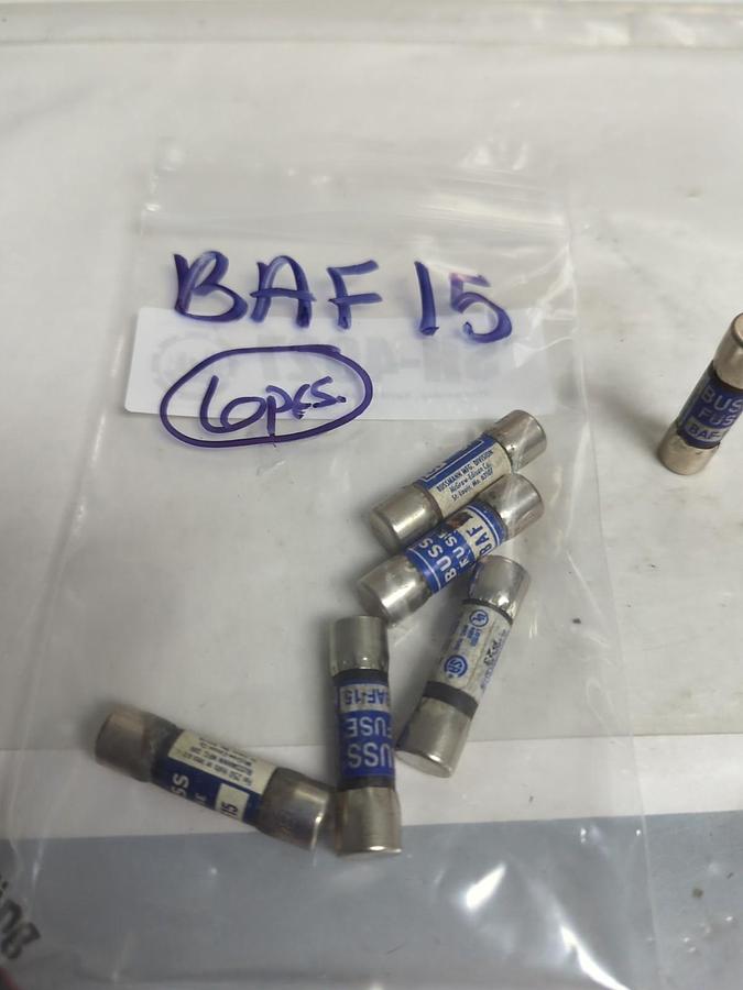 Used COOPER BUSSMANN,BAF-15,BUSS 15 AMP FUSE LOT OF 6 PRE-OWNED