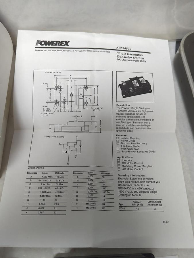 Used POWEREX,KS624530,MODULE LOT OF 2 PRE-OWNED