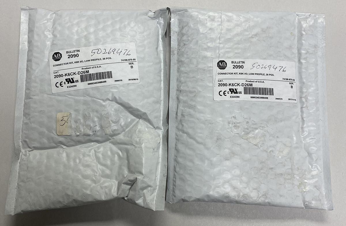 ALLEN BRADLEY,2090-K6CK-D26M,SER B LOW-PROFILE CONNECTOR KIT LOT OF 2 NEW