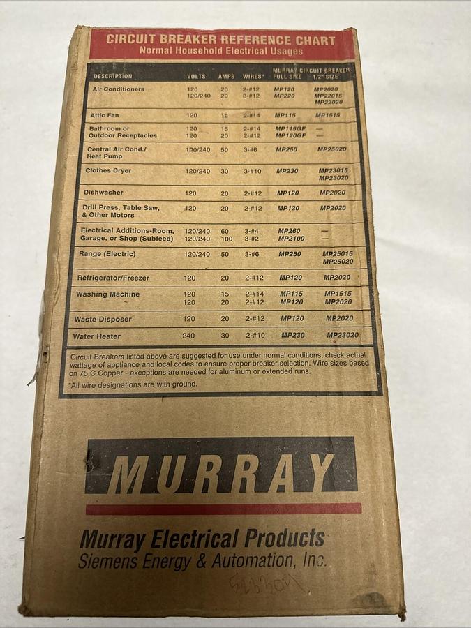 Used Murray,LW004NRU,125 Amp Main Load Center Outdoor Enclosure