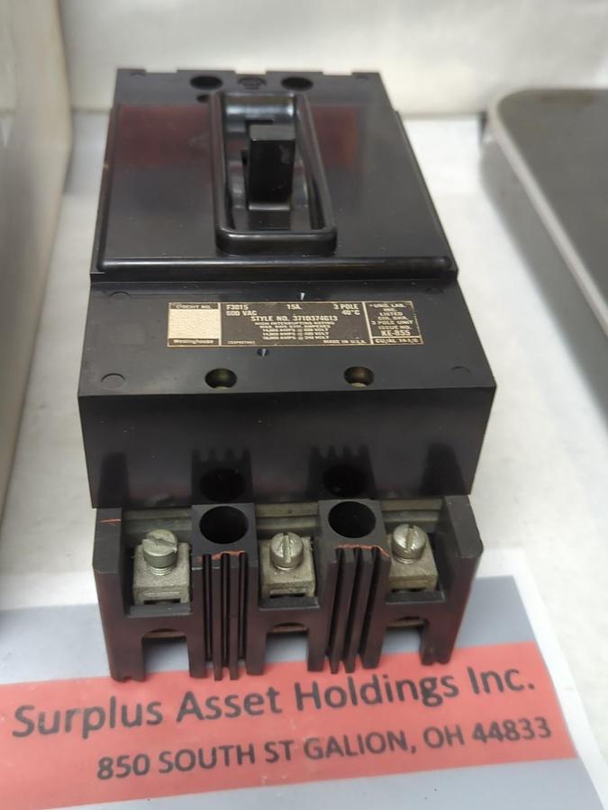 Used WESTINGHOUSE,F3015,CIRCUIT BREAKER 15 AMP 3-POLE PRE-OWNED