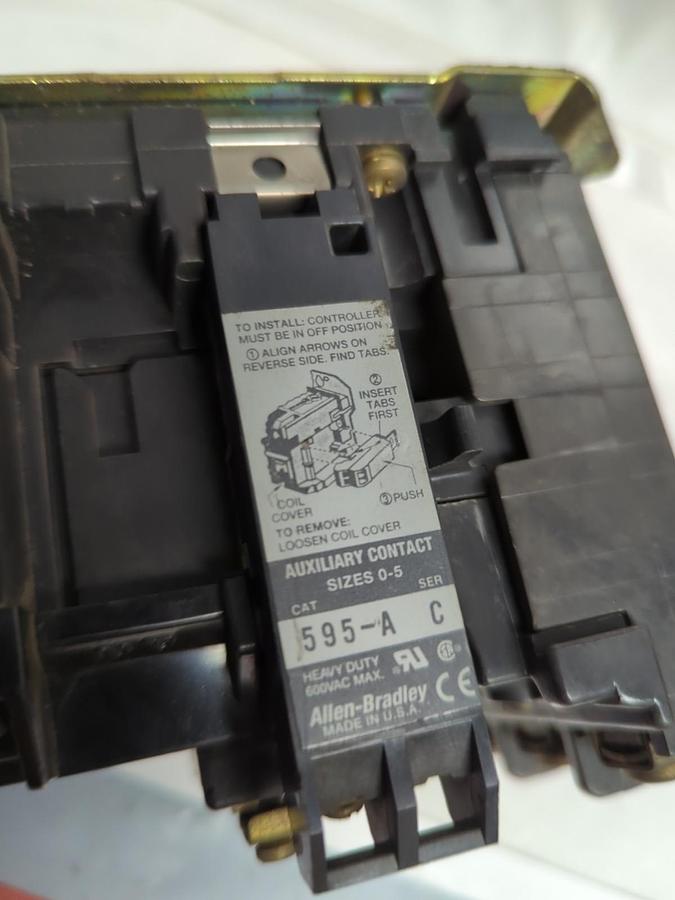 Used ALLEN BRADLEY,500F-A0D930,SERIES B MOTOR STARTER WITH 595-A AUX CONTACT