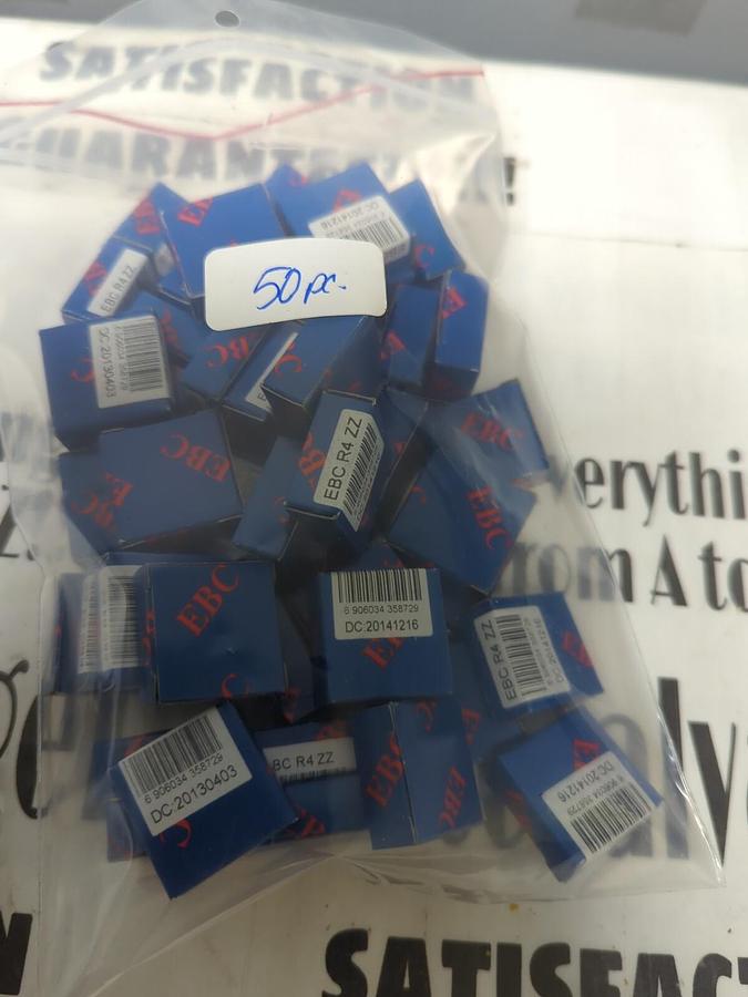 EBC,R4ZZ,SHIELDED MINIATURE BEARING 1/4 INCH BORE 5/8 INCH OD LOT OF 50 NOS