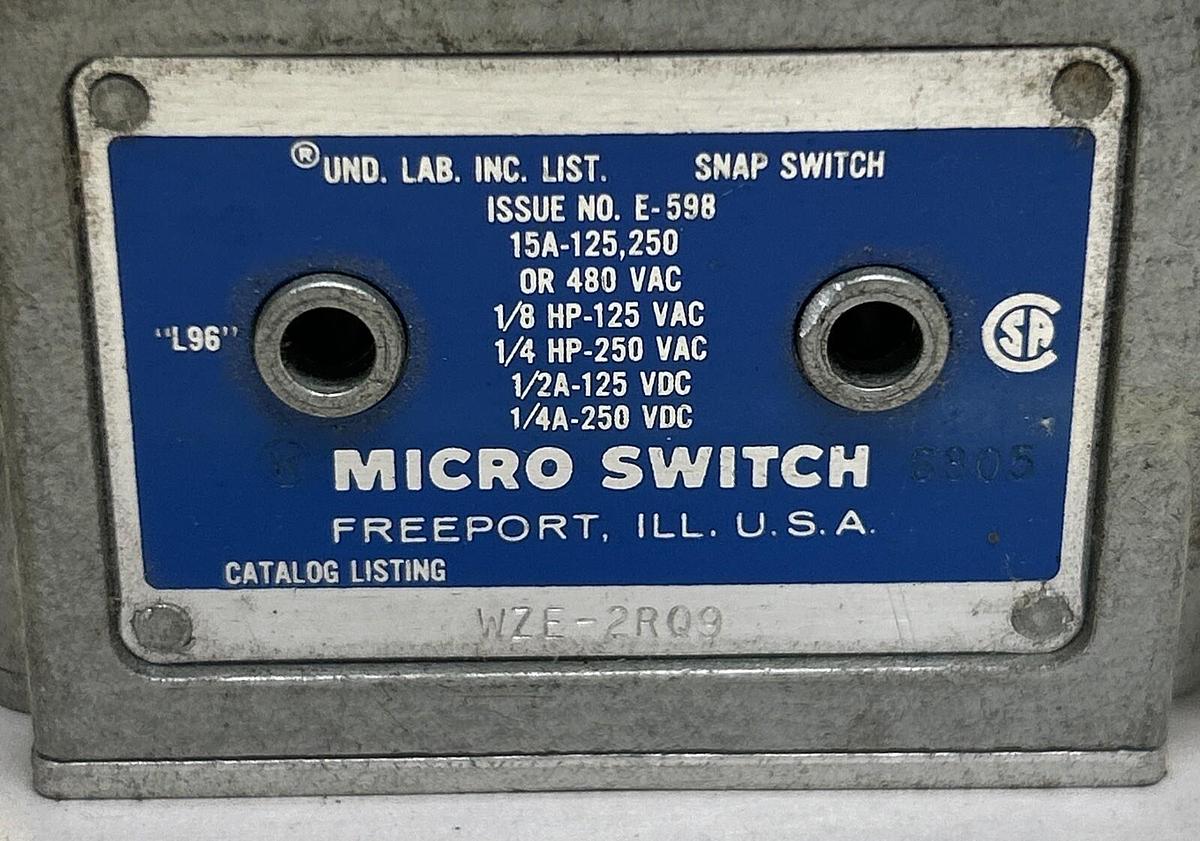 Used HONEYWELL MICRO SWITCH,WZE-2R09,LIMIT SWITCH