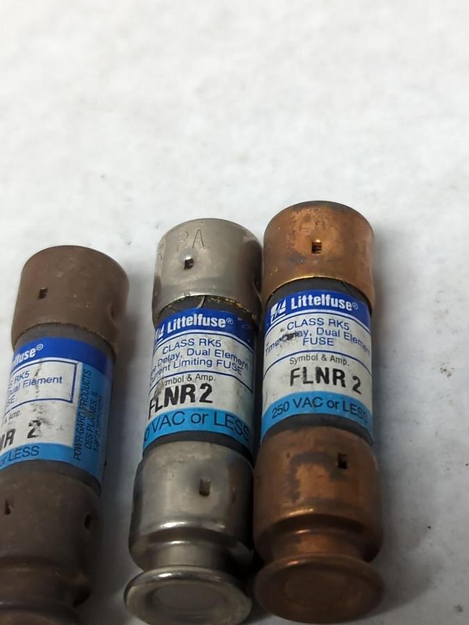 LITTELFUSE,FLNR 2,CLASS RK5 FUSE 2 AMP LOT OF 3 PRE-OWNED