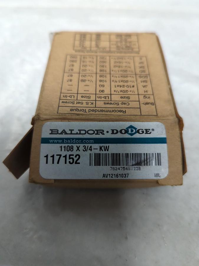 BALDOR,117152,TAPER LOCK BUSHING 1108 X 3/4-KW NOS