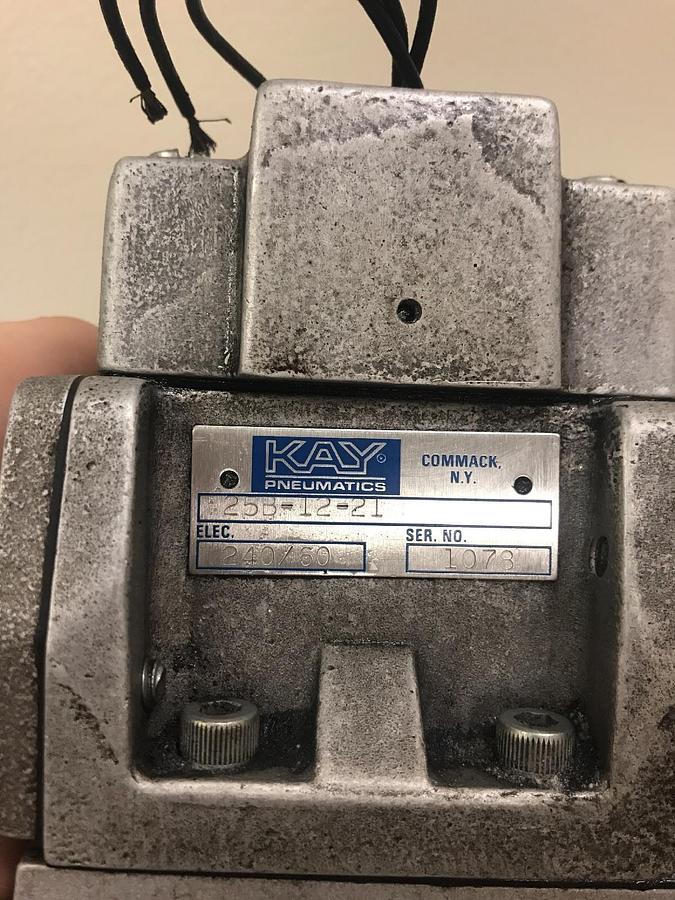Used KAY PNEUMATICS,25B-12-21 ,SER. NO. 1078 VALVE ELEC. 240/60