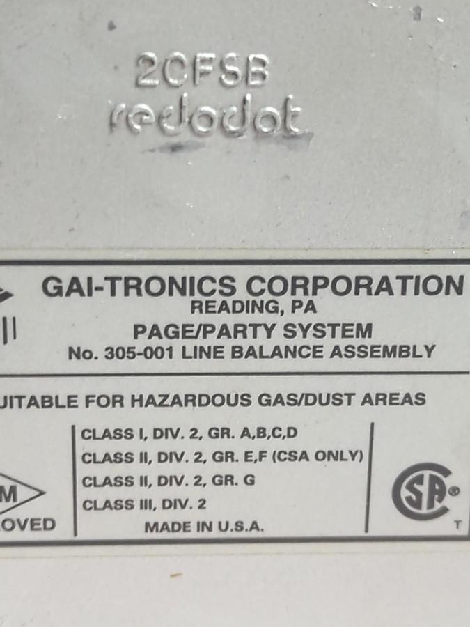 Used GAI-TRONICS,305-001,LINE BALANCE PAGE/PARTY SYSTEM PRE-OWNED