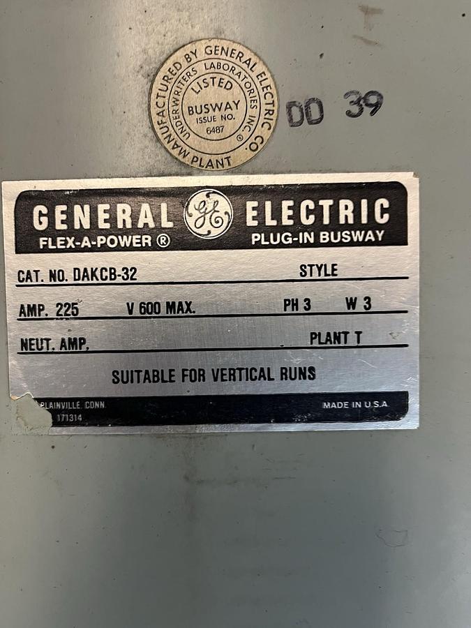 GE,DAKCB-32,FLEX-A-POWER BUSWAY BUS PLUG 225A 600V