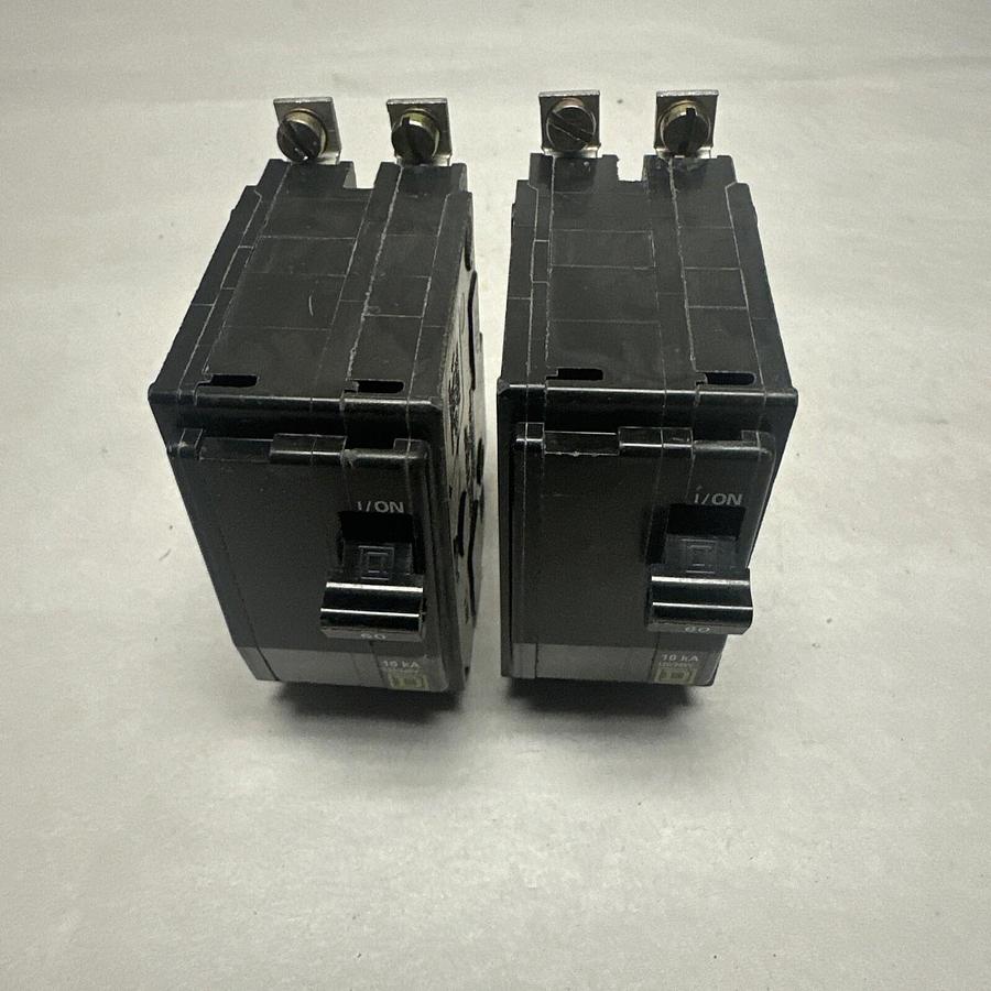 Used Square D,QOB260,60 Amp 2 Pole Bolt On Breaker LOT of 2 (G085)