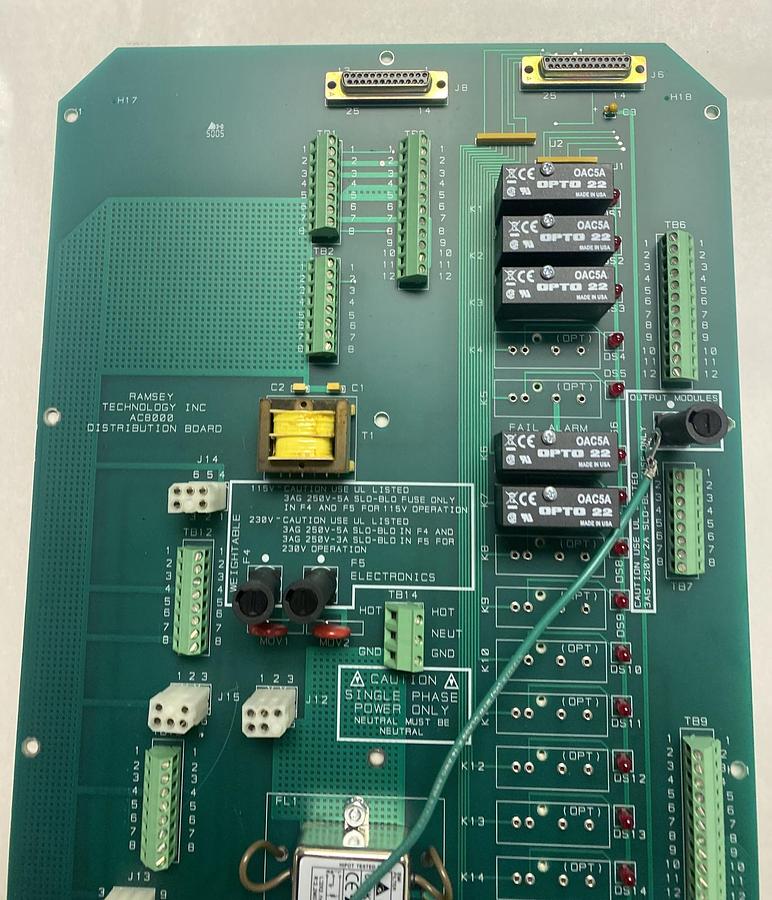 Used RAMSEY TECHNOLOGY,D07110A-E031 AC8000, DISTRIBUTION BOARD
